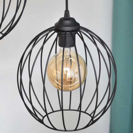 LED Lustra ar auklu MERCURE 3xE27/15W/230V ø 50 cm melna