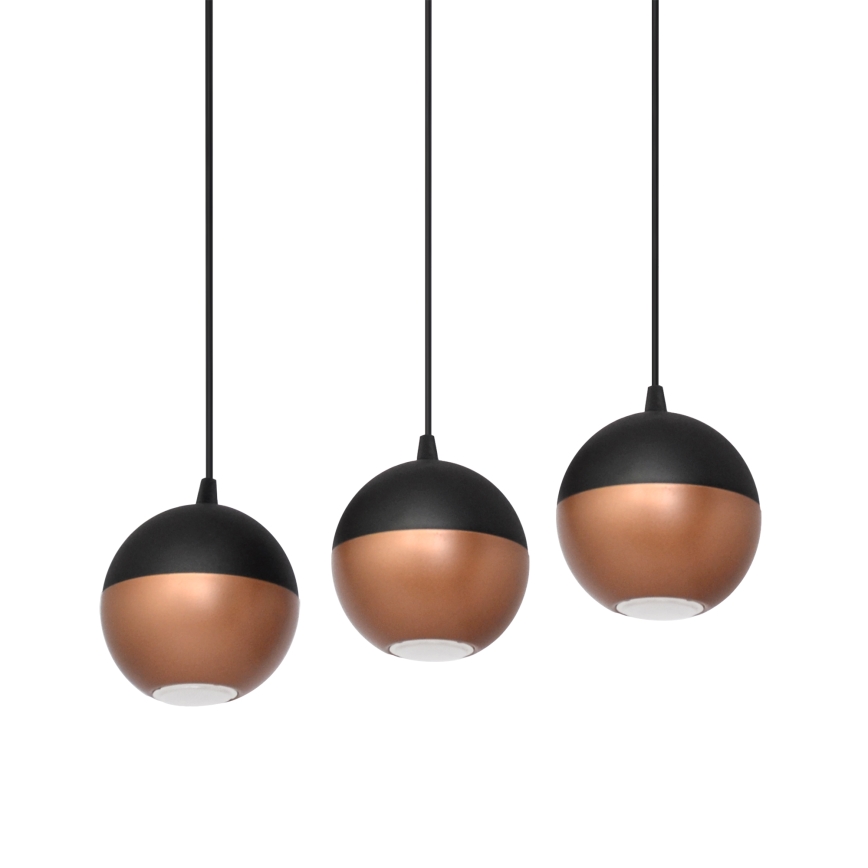 LED Lustra ar auklu MIDWAY 3xGU10/4,8W/230V melna/varš