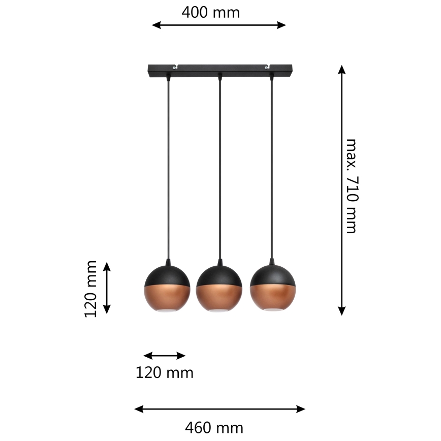 LED Lustra ar auklu MIDWAY 3xGU10/4,8W/230V melna/varš