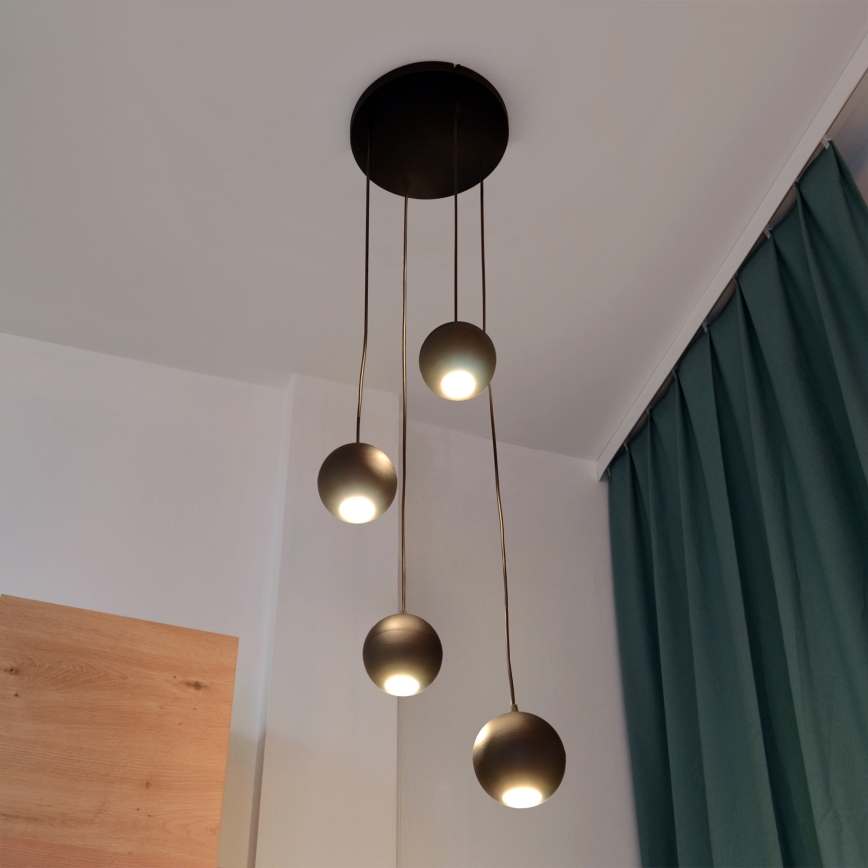 LED Lustra ar auklu MIDWAY 4xGU10/4,8W/230V melna