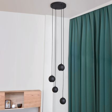 LED Lustra ar auklu MIDWAY 4xGU10/4,8W/230V melna