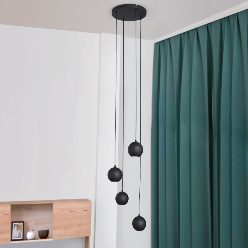 LED Lustra ar auklu MIDWAY 4xGU10/4,8W/230V melna