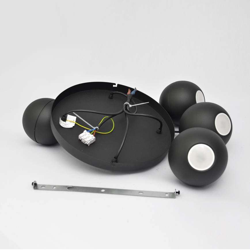 LED Lustra ar auklu MIDWAY 4xGU10/4,8W/230V melna