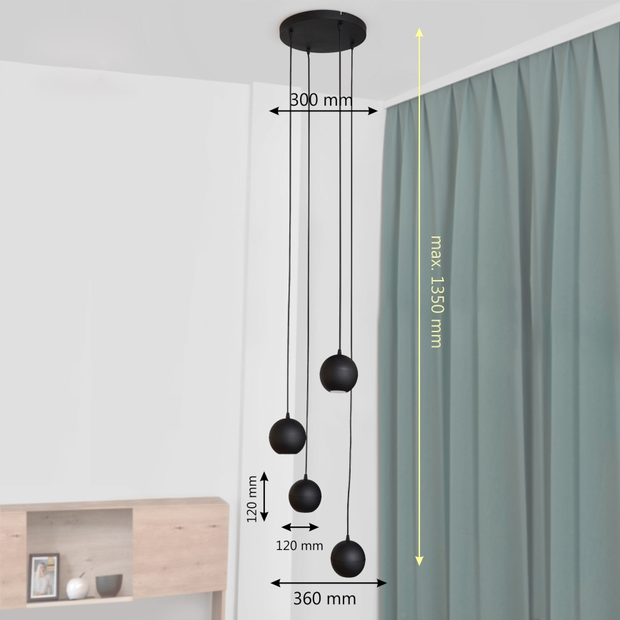 LED Lustra ar auklu MIDWAY 4xGU10/4,8W/230V melna