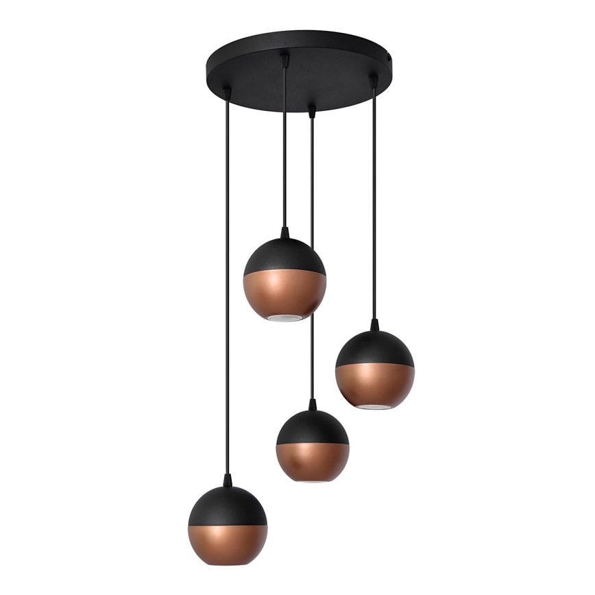 LED Lustra ar auklu MIDWAY 4xGU10/4,8W/230V melna/varš