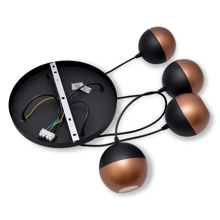 LED Lustra ar auklu MIDWAY 4xGU10/4,8W/230V melna/varš