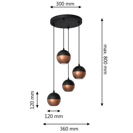 LED Lustra ar auklu MIDWAY 4xGU10/4,8W/230V melna/varš