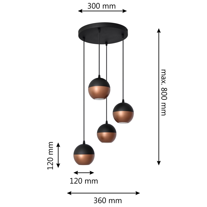 LED Lustra ar auklu MIDWAY 4xGU10/4,8W/230V melna/varš
