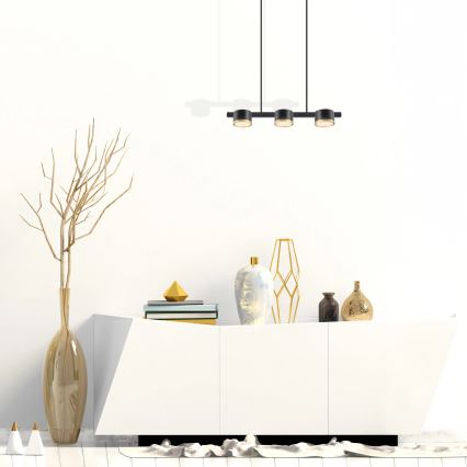 LED Lustra ar auklu MIRELLA 3xGX53/6W/230V melna