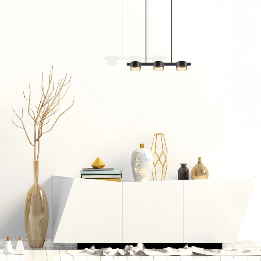 LED Lustra ar auklu MIRELLA 3xGX53/6W/230V melna