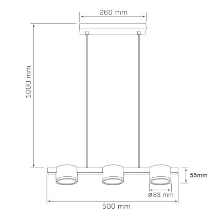 LED Lustra ar auklu MIRELLA 3xGX53/6W/230V melna
