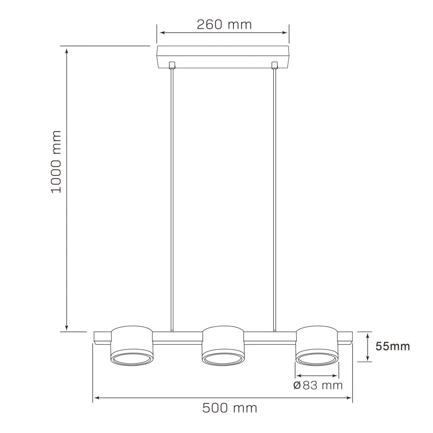LED Lustra ar auklu MIRELLA 3xGX53/6W/230V melna