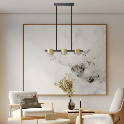 LED Lustra ar auklu MIRELLA 3xGX53/6W/230V zelta/melna