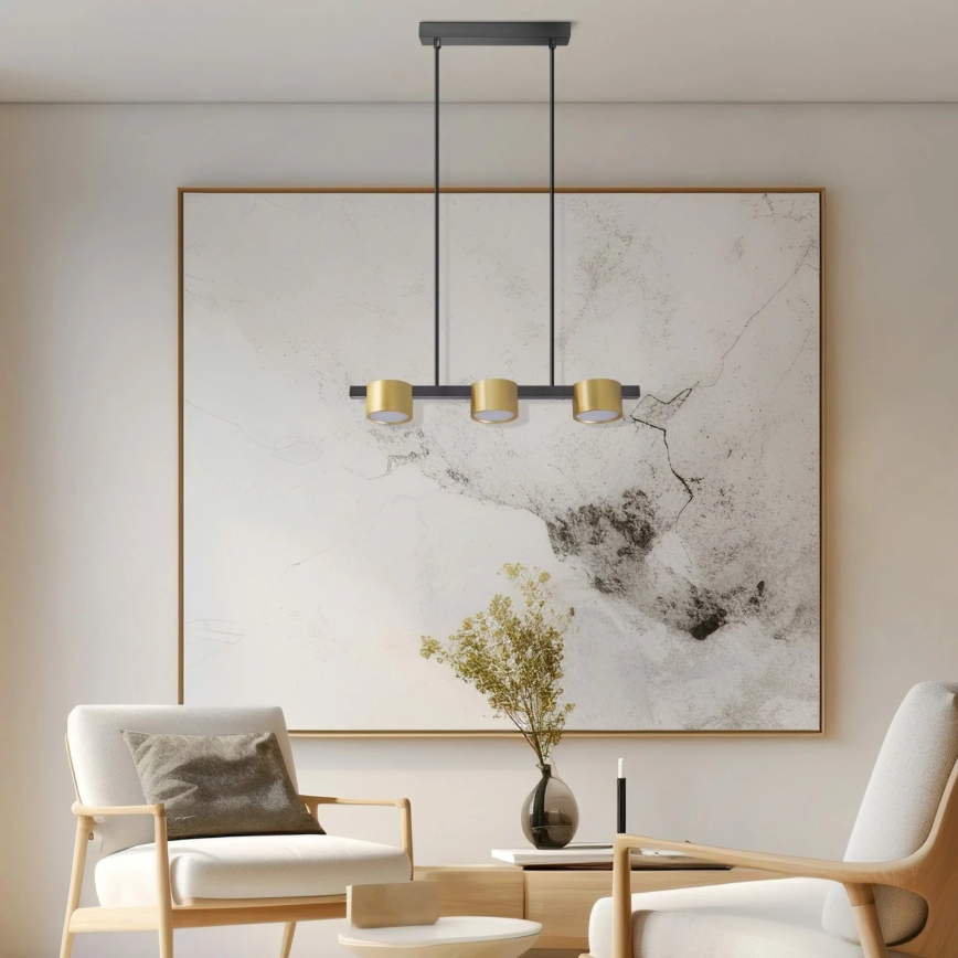 LED Lustra ar auklu MIRELLA 3xGX53/6W/230V zelta/melna