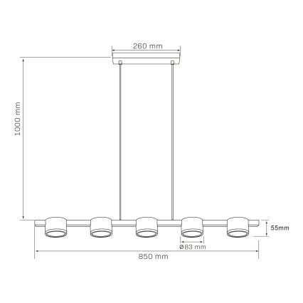 LED Lustra ar auklu MIRELLA 5xGX53/6W/230V melna