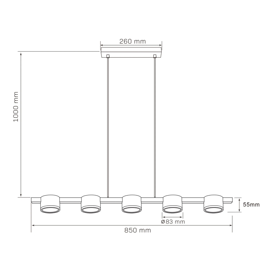 LED Lustra ar auklu MIRELLA 5xGX53/6W/230V melna