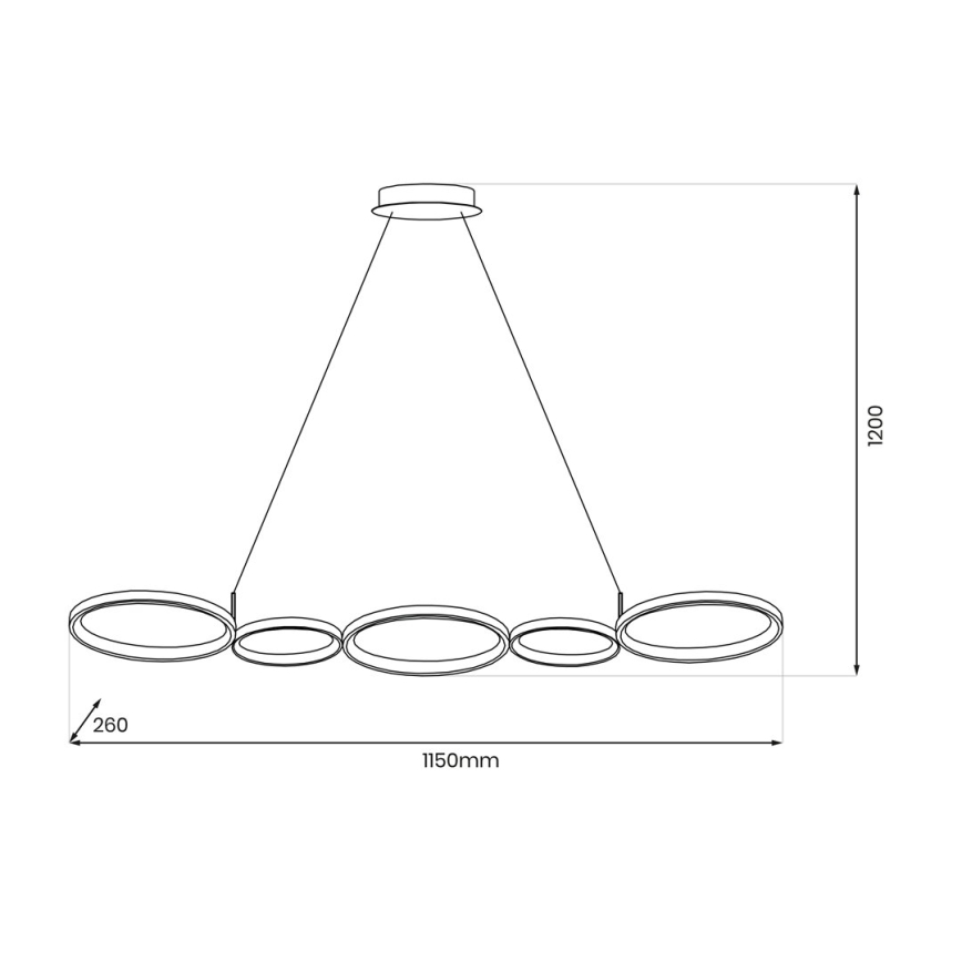 LED Lustra ar auklu OLYMPIA 5xLED/10W/230V pelēka