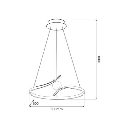LED Lustra ar auklu PERLA LED/34W/230V melna
