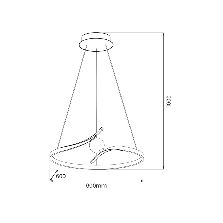 LED Lustra ar auklu PERLA LED/34W/230V melna