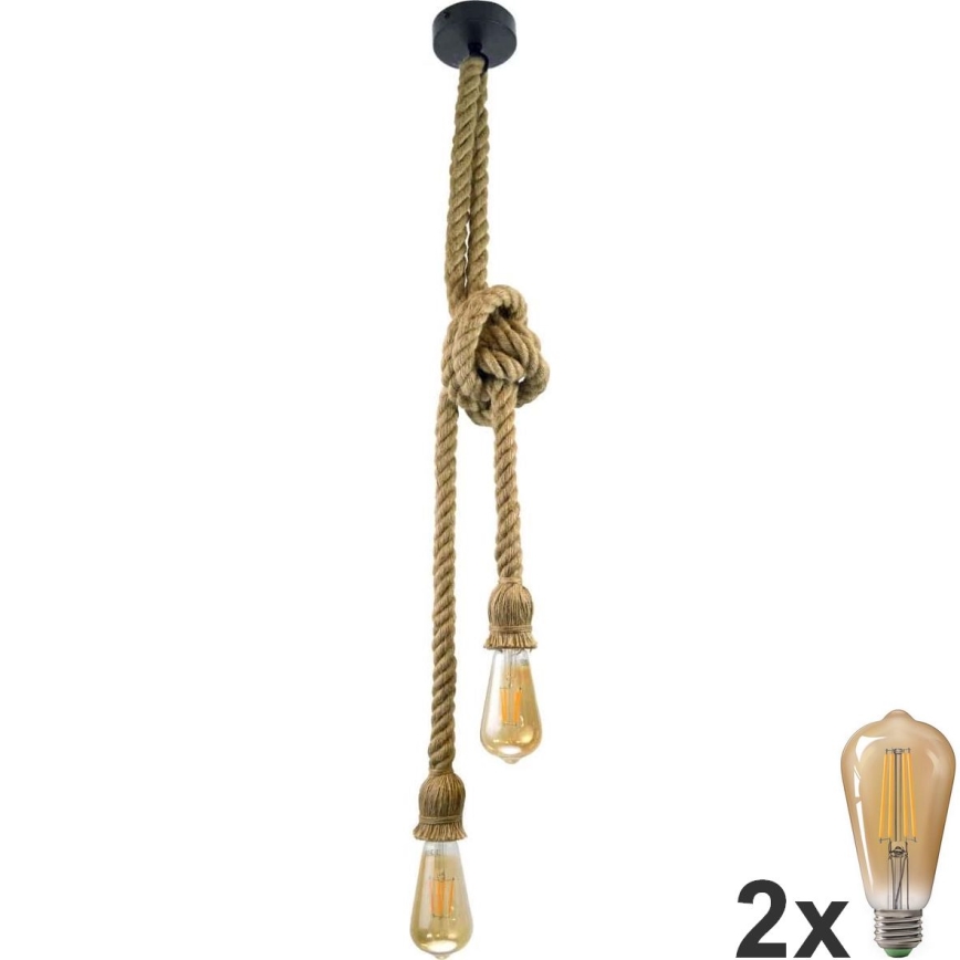 LED Lustra ar auklu ROPE 2xE27/10W/230V