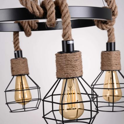 LED Lustra ar auklu ROPE ALEGRA 4xE27/10W/230V