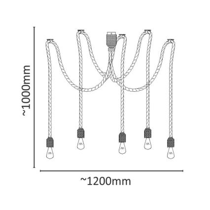 LED Lustra ar auklu ROPE CASA 5xE27/10W/230V zirneklis