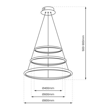 LED Lustra ar auklu ROTONDA LED/93W/230V matēts hroms