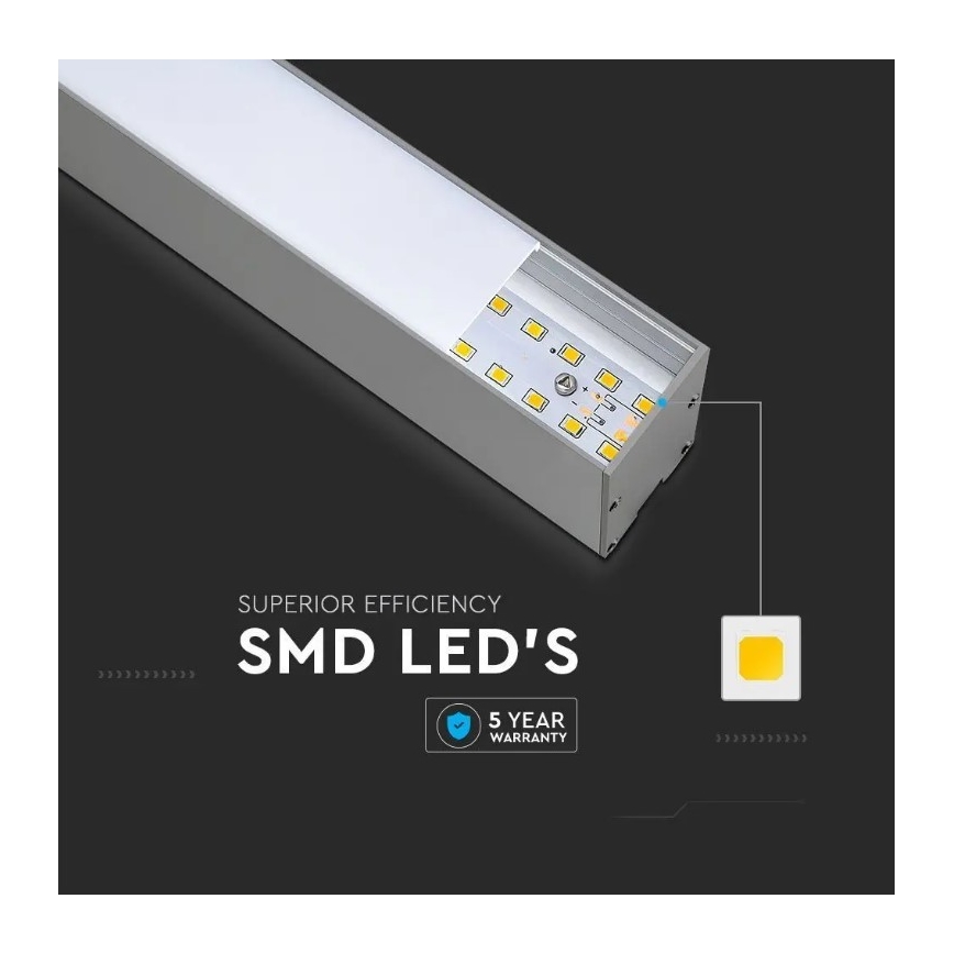 LED Lustra ar auklu SAMSUNG CHIP LED/40W/230V 4000K sudraba