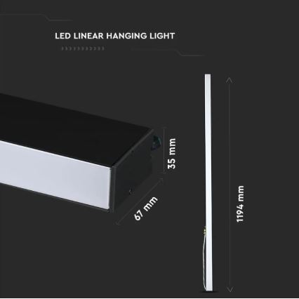 LED Lustra ar auklu SAMSUNG CHIP LED/40W/230V 6400K melna