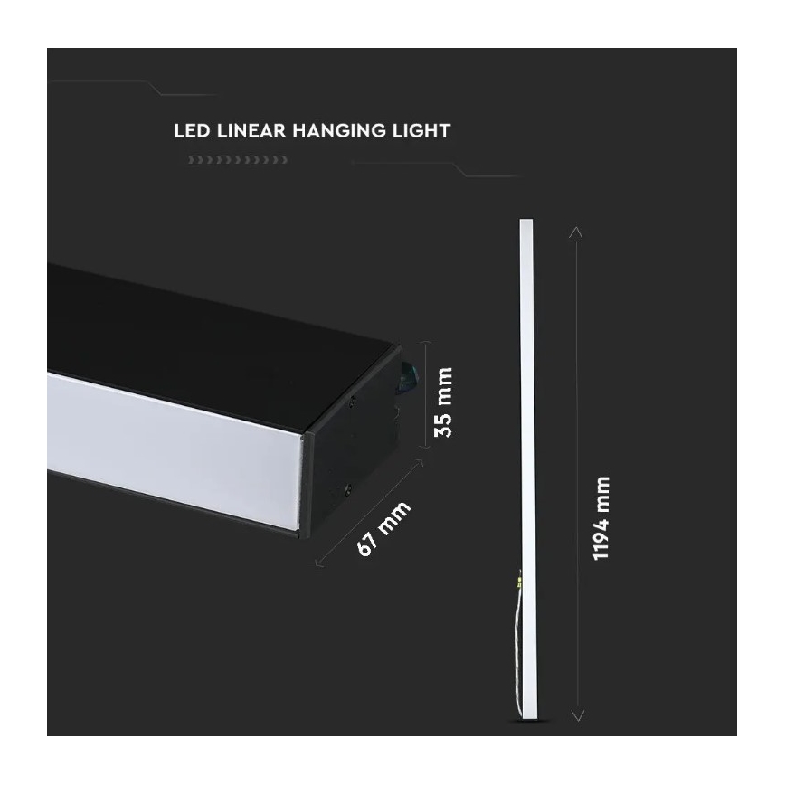 LED Lustra ar auklu SAMSUNG CHIP LED/40W/230V 6400K melna