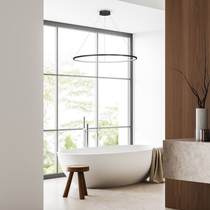 LED Lustra ar auklu SATURNO LED/65W/230V d. 120 cm IP44 antracīta