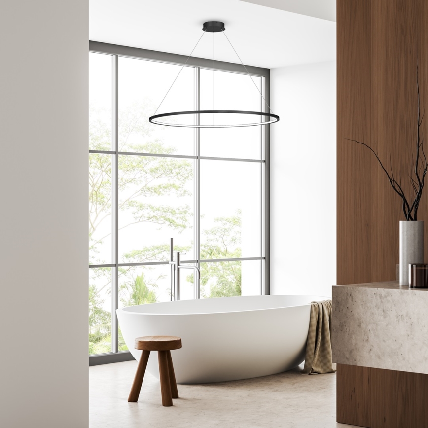 LED Lustra ar auklu SATURNO LED/65W/230V d. 120 cm IP44 antracīta