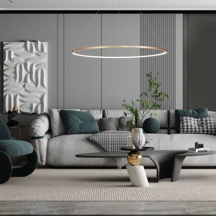 LED Lustra ar auklu SATURNO LED/65W/230V d. 120 cm IP44 zelta