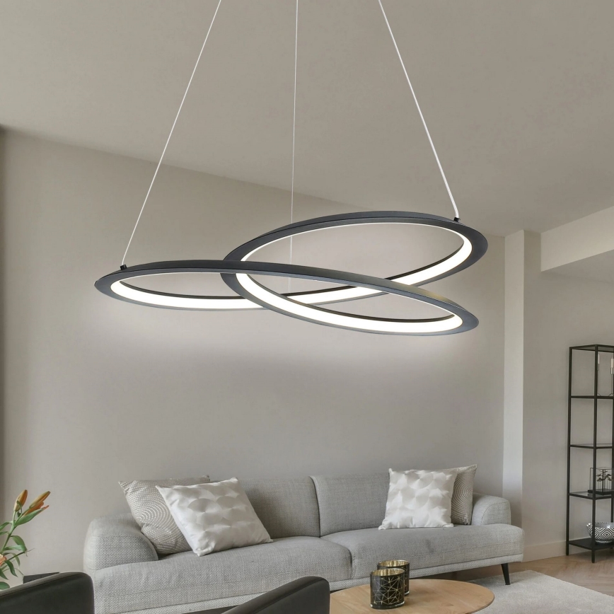 LED Lustra ar auklu TANGO LED/44W/230V 4000K d. 60 cm melna
