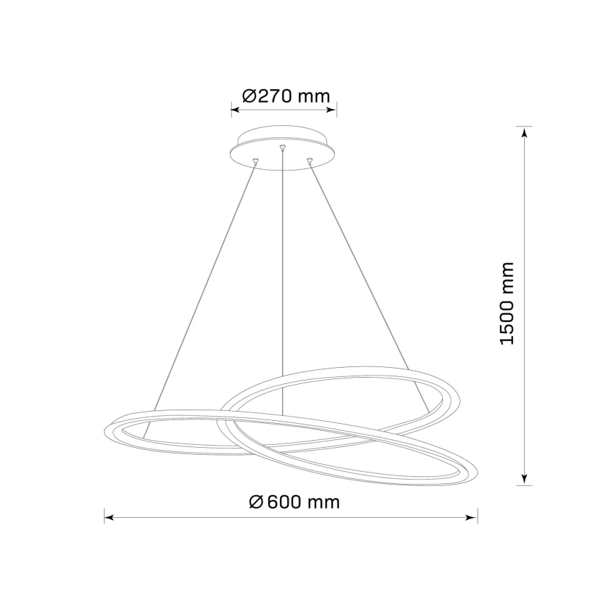 LED Lustra ar auklu TANGO LED/44W/230V 4000K d. 60 cm melna
