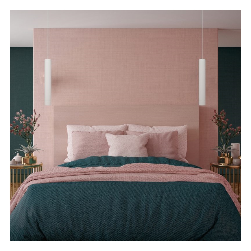 LED Lustra ar auklu TUBA 1xGU10/4,8W/230V balta
