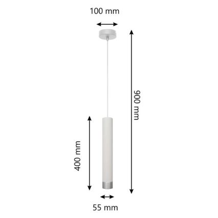 LED Lustra ar auklu TUBA 1xGU10/4,8W/230V balta/spīdīgs hroms