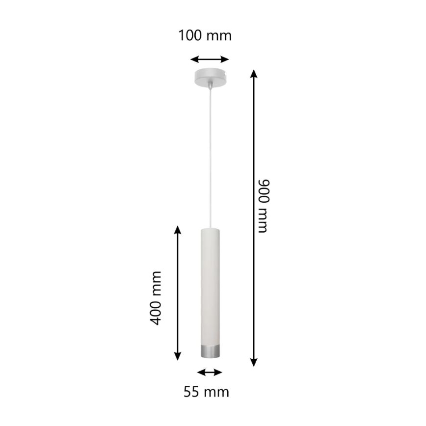 LED Lustra ar auklu TUBA 1xGU10/4,8W/230V balta/spīdīgs hroms