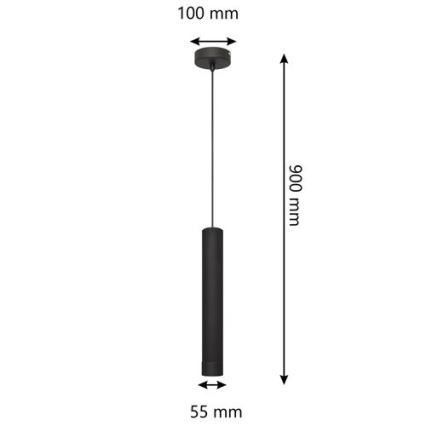 LED Lustra ar auklu TUBA 1xGU10/4,8W/230V melna
