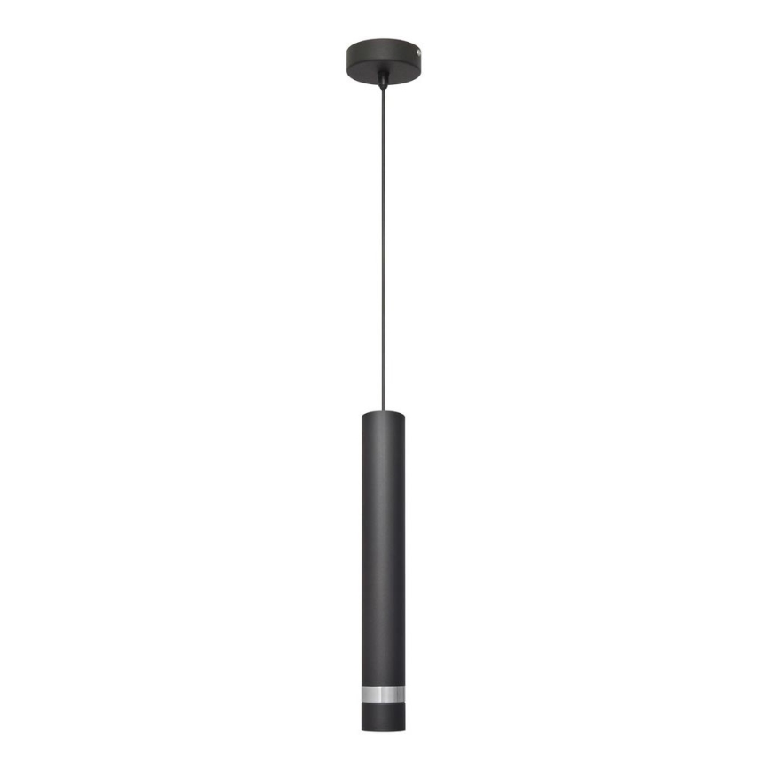 LED Lustra ar auklu TUBA 1xGU10/4,8W/230V melna/spīdīgi hromēts