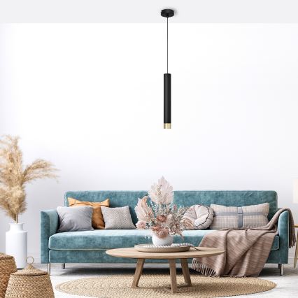 LED Lustra ar auklu TUBA 1xGU10/4,8W/230V melna/zelta