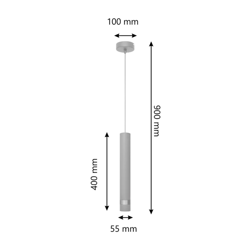 LED Lustra ar auklu TUBA 1xGU10/4,8W/230V pelēka/spīdīga hroma