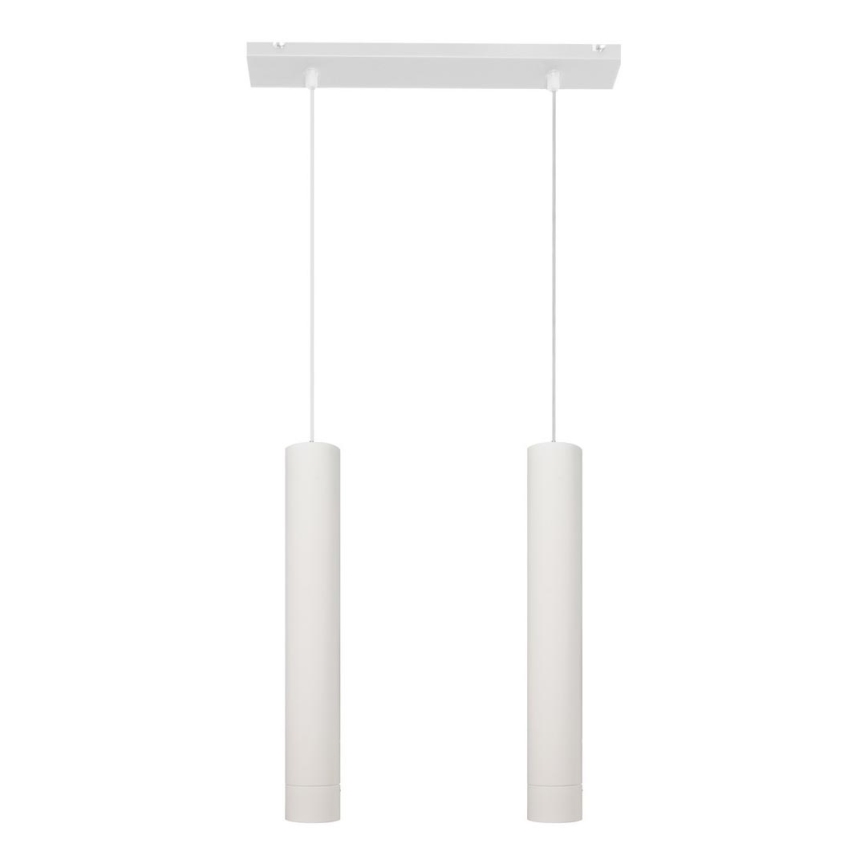 LED Lustra ar auklu TUBA 2xGU10/4,8W/230V balta