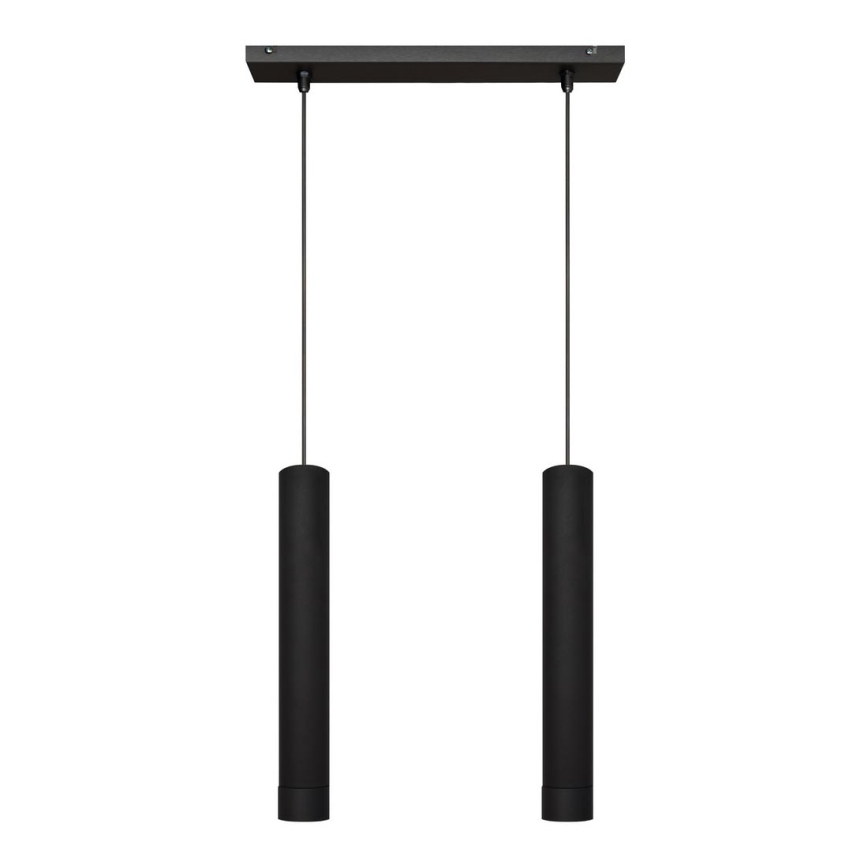 LED Lustra ar auklu TUBA 2xGU10/4,8W/230V melna