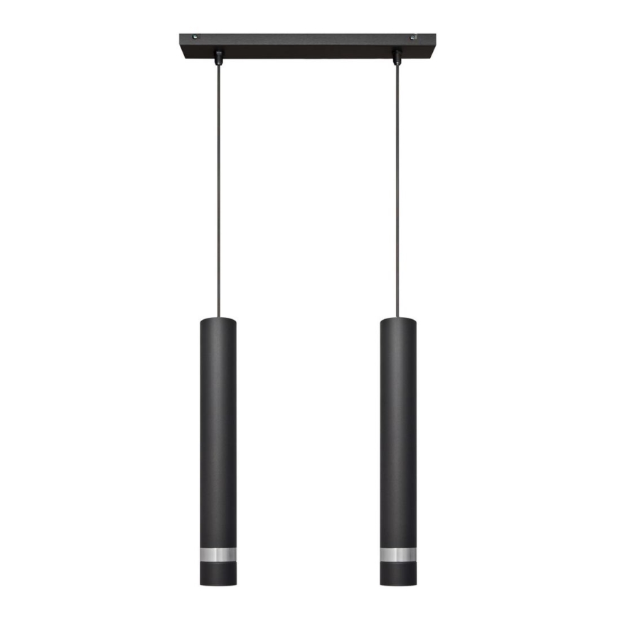 LED Lustra ar auklu TUBA 2xGU10/4,8W/230V melna/spīdīgs hroms