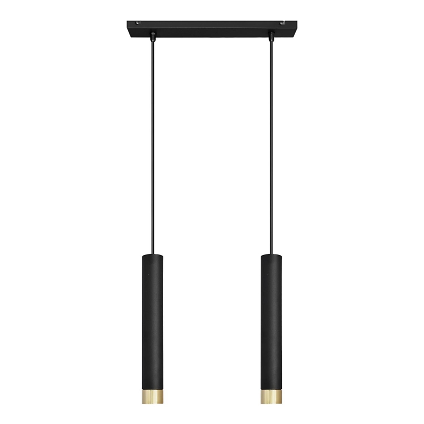 LED Lustra ar auklu TUBA 2xGU10/4,8W/230V melna/zelta
