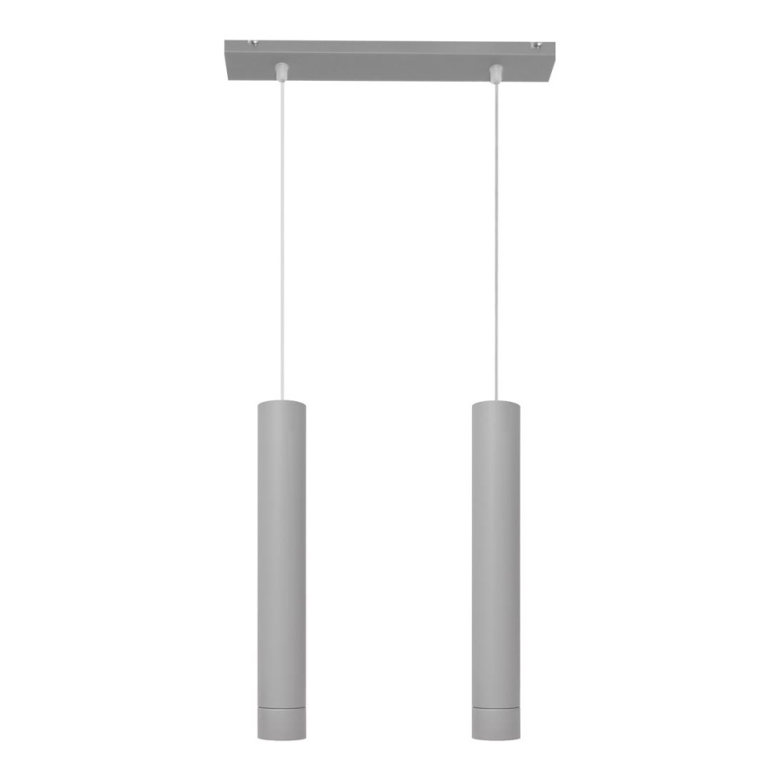 LED Lustra ar auklu TUBA 2xGU10/4,8W/230V pelēka