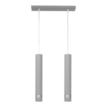 LED Lustra ar auklu TUBA 2xGU10/4,8W/230V pelēka/spīdīgs hroms