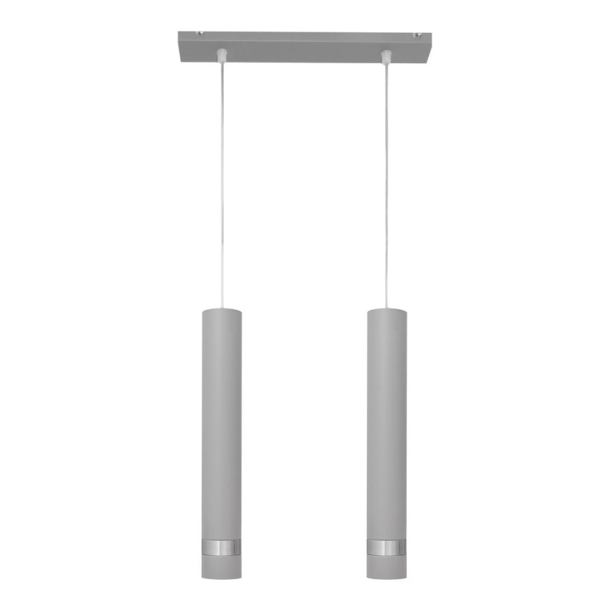 LED Lustra ar auklu TUBA 2xGU10/4,8W/230V pelēka/spīdīgs hroms