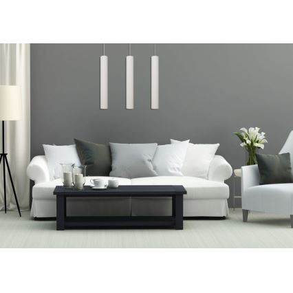 LED Lustra ar auklu TUBA 3xGU10/4,8W/230V balta